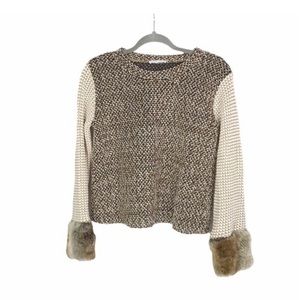 Zara Faux Fur Cuff Knit Sweater